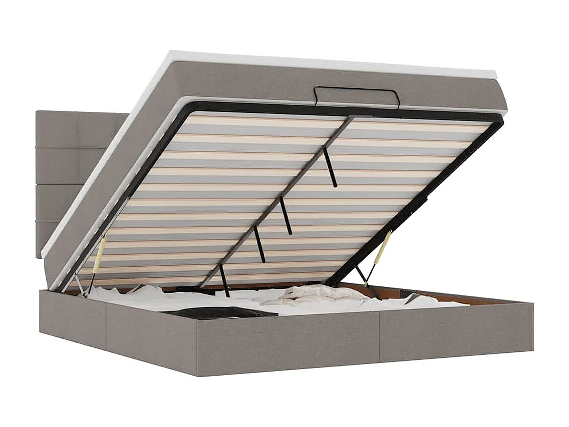 Ottoman-Bett mit Matratze & LEDs Taupe 180x200 cm Stoff