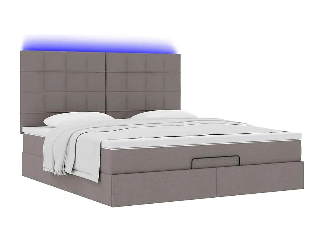 Ottoman-Bett mit Matratze & LEDs Taupe 180x200 cm Stoff