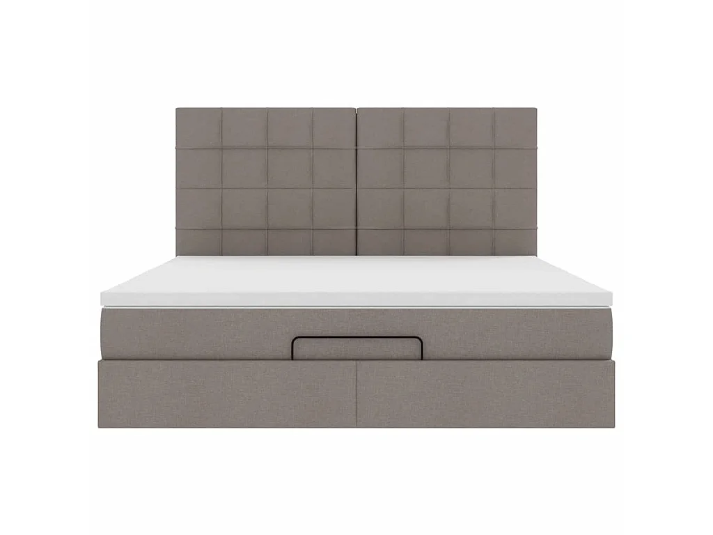 Cadre de lit ottoman avec matelas taupe 180x200 cm tissu