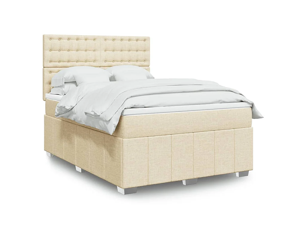 Giroletto a Molle con Materasso Crema 160x200 cm in Tessuto