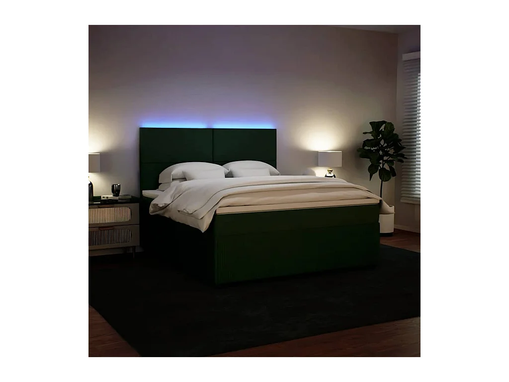 Boxspring met matras fluweel donkergroen 180x200 cm