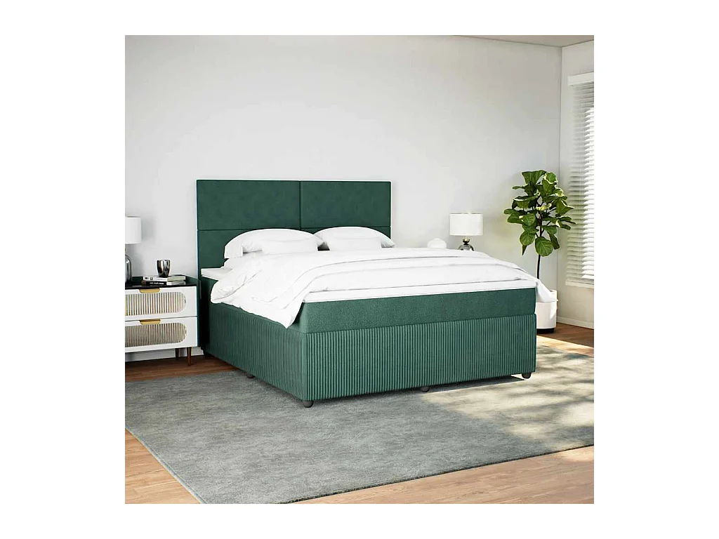 Boxspring met matras fluweel donkergroen 180x200 cm