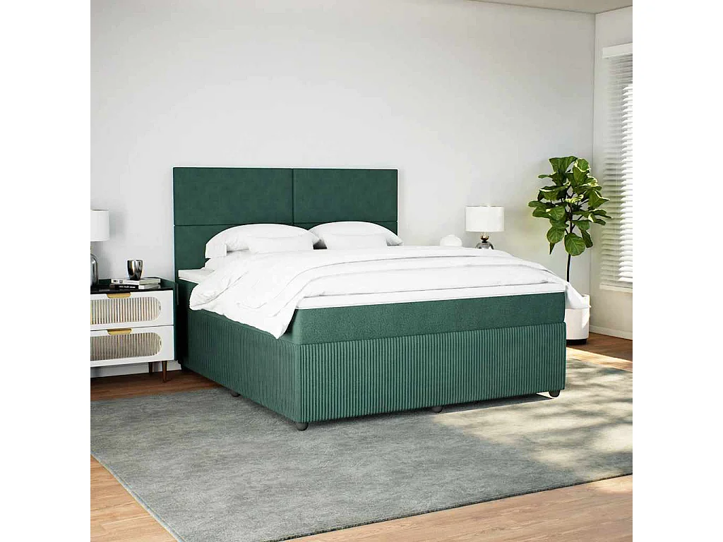 Boxspringbett mit Matratze Dunkelgrün 180x200 cm Samt