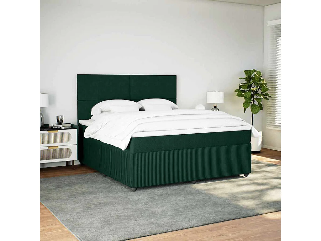 Sommier à lattes de lit et matelas Vert foncé 180x200cm Velours