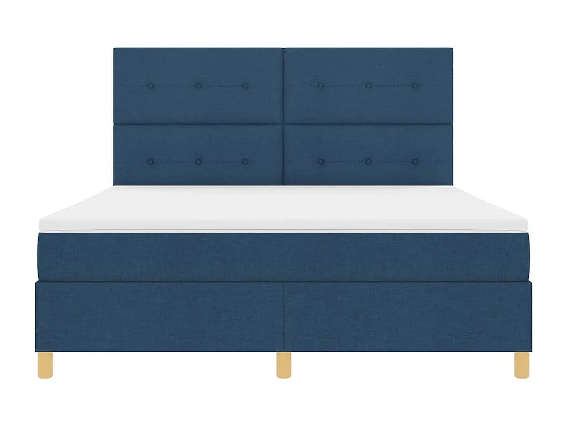 Lit à ressorts avec matelas Bleu 180 x 200 cm tissu