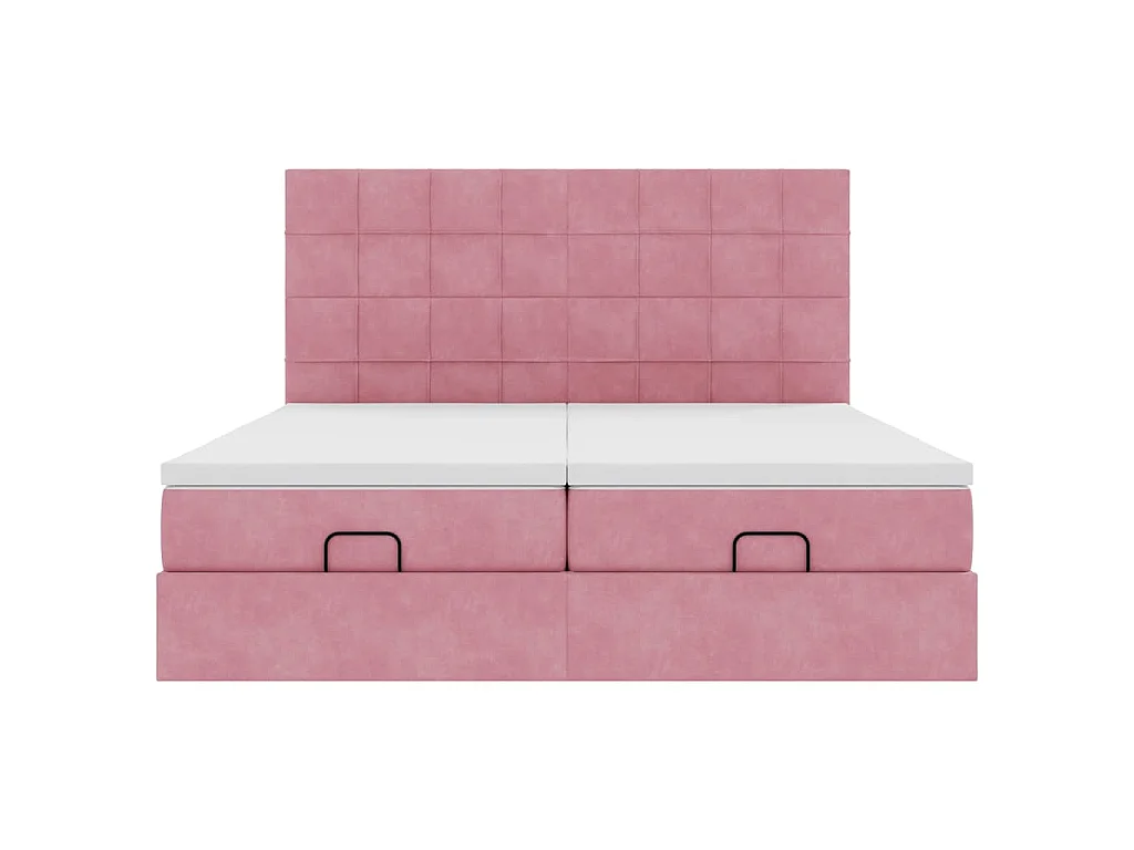 Struttura Letto Pouf con Materassi Rosa 180x200 cm Velluto
