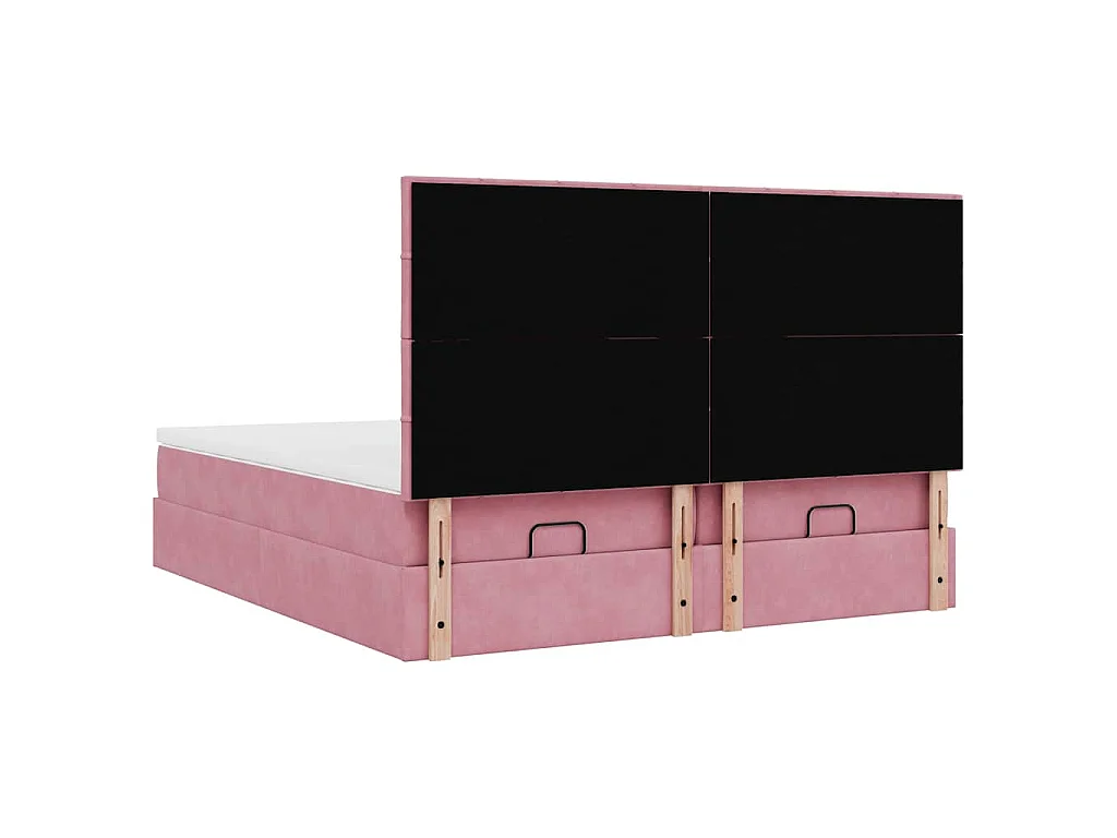 Struttura Letto Pouf con Materassi Rosa 180x200 cm Velluto