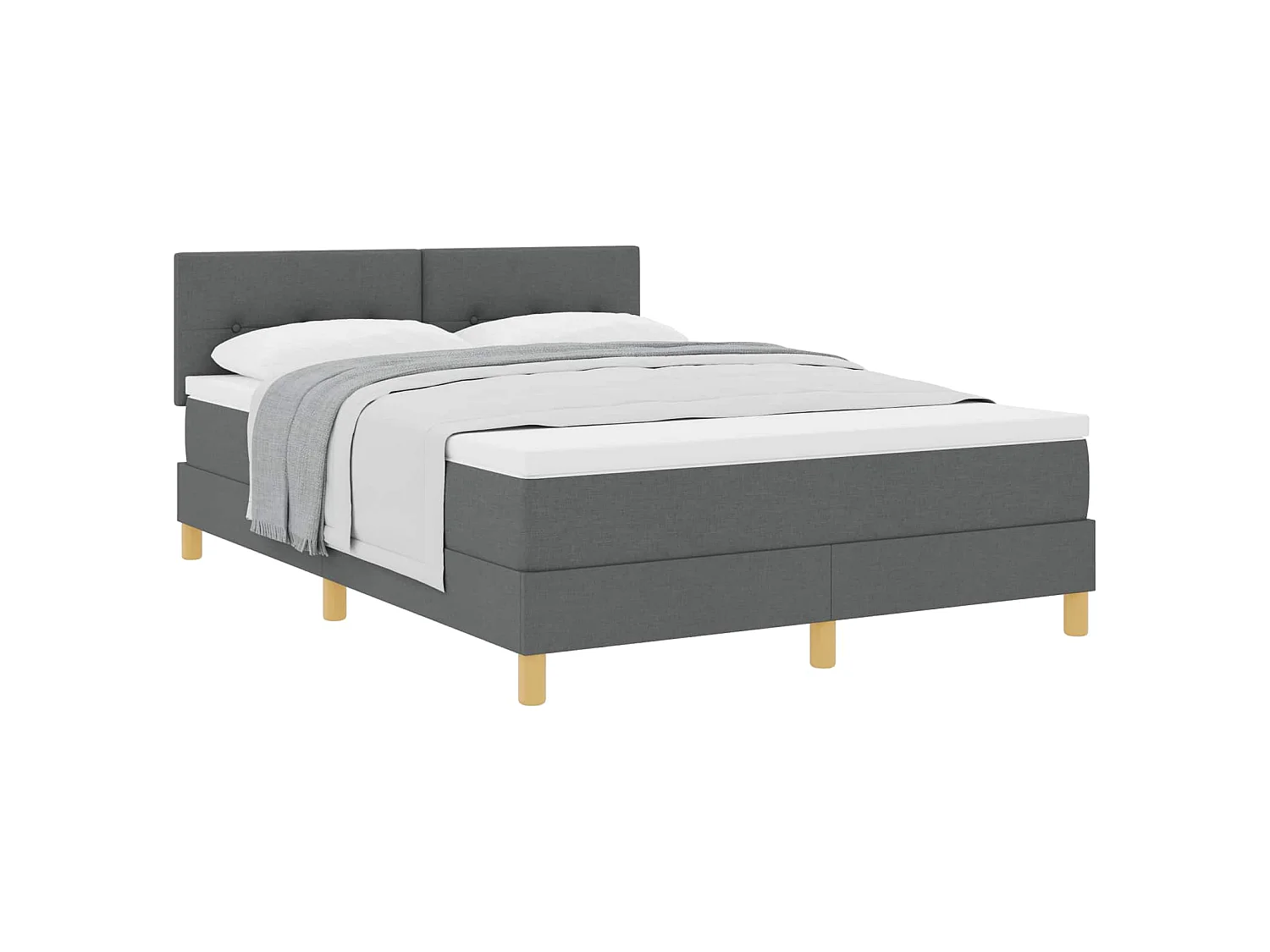Cama tipo Box Spring con cojín Gris oscuro 140 x 200 cm tela