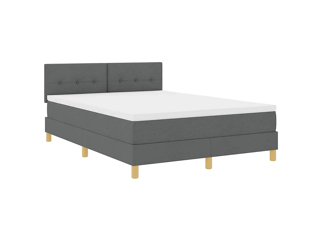 Cama tipo Box Spring con cojín Gris oscuro 140 x 200 cm tela