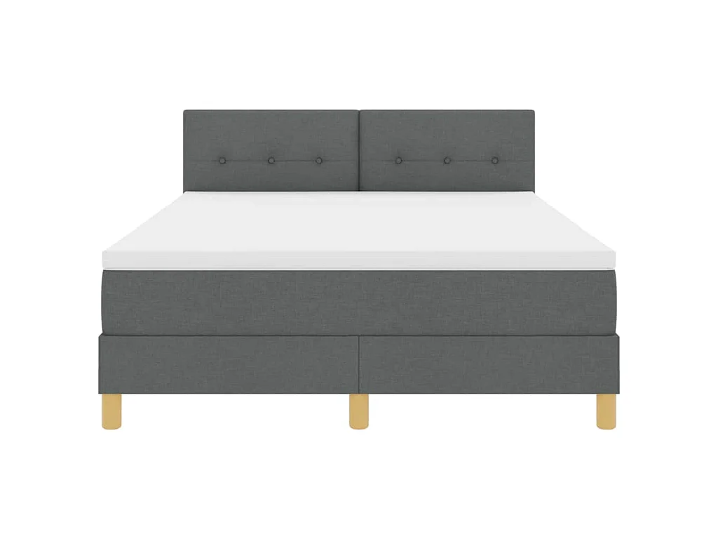 Cama tipo Box Spring con cojín Gris oscuro 140 x 200 cm tela
