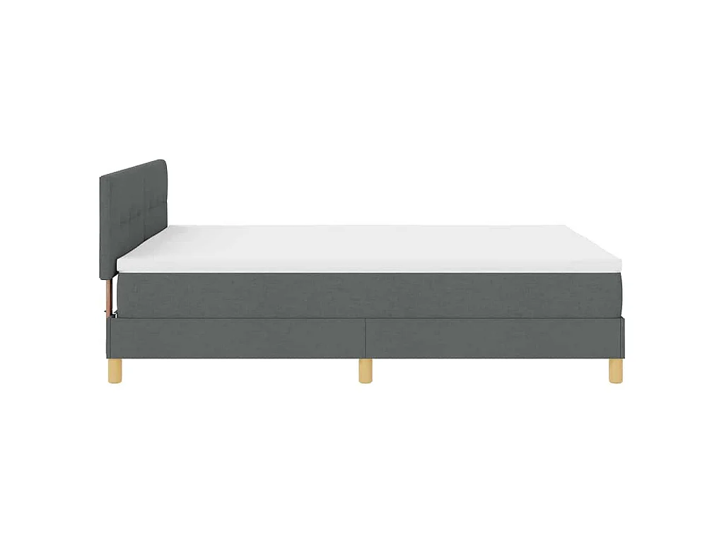 Cama tipo Box Spring con cojín Gris oscuro 140 x 200 cm tela