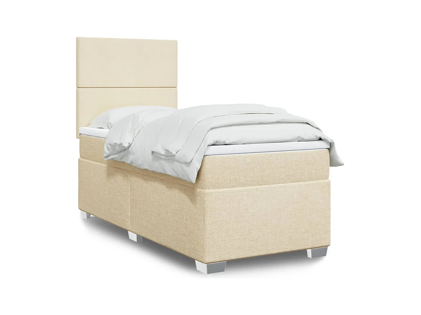 Sommier à lattes de lit et matelas Crème 90x190 cm Tissu