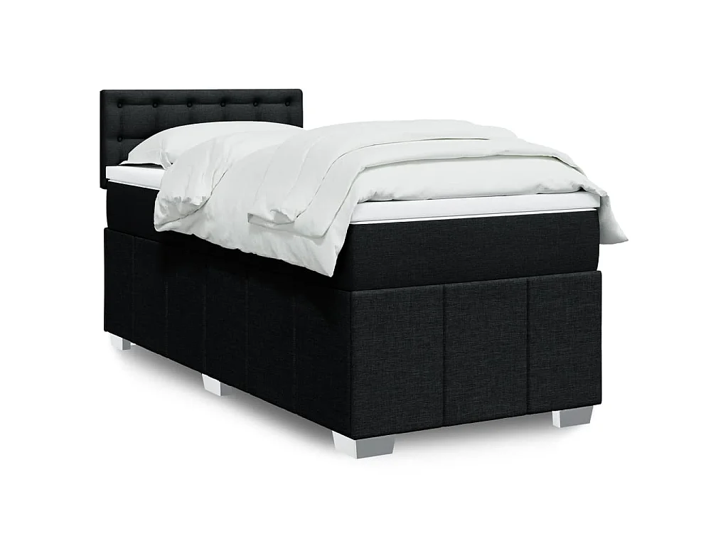 Giroletto a Molle con Materasso Nero 90x190 cm in Tessuto