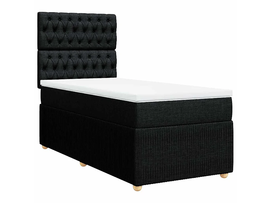 Giroletto a Molle con Materasso Nero 100x200 cm in Tessuto
