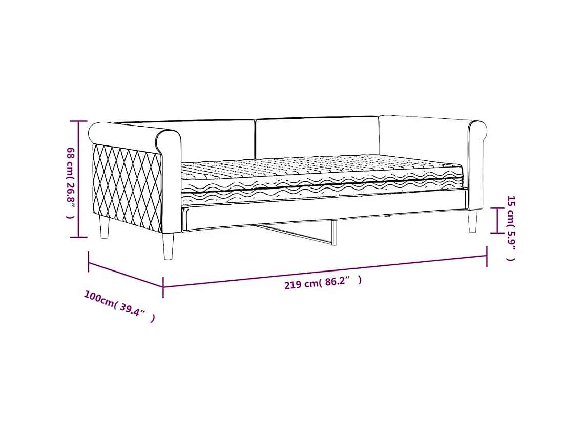 Slaapbank met matras 90x190 cm fluweel donkergrijs