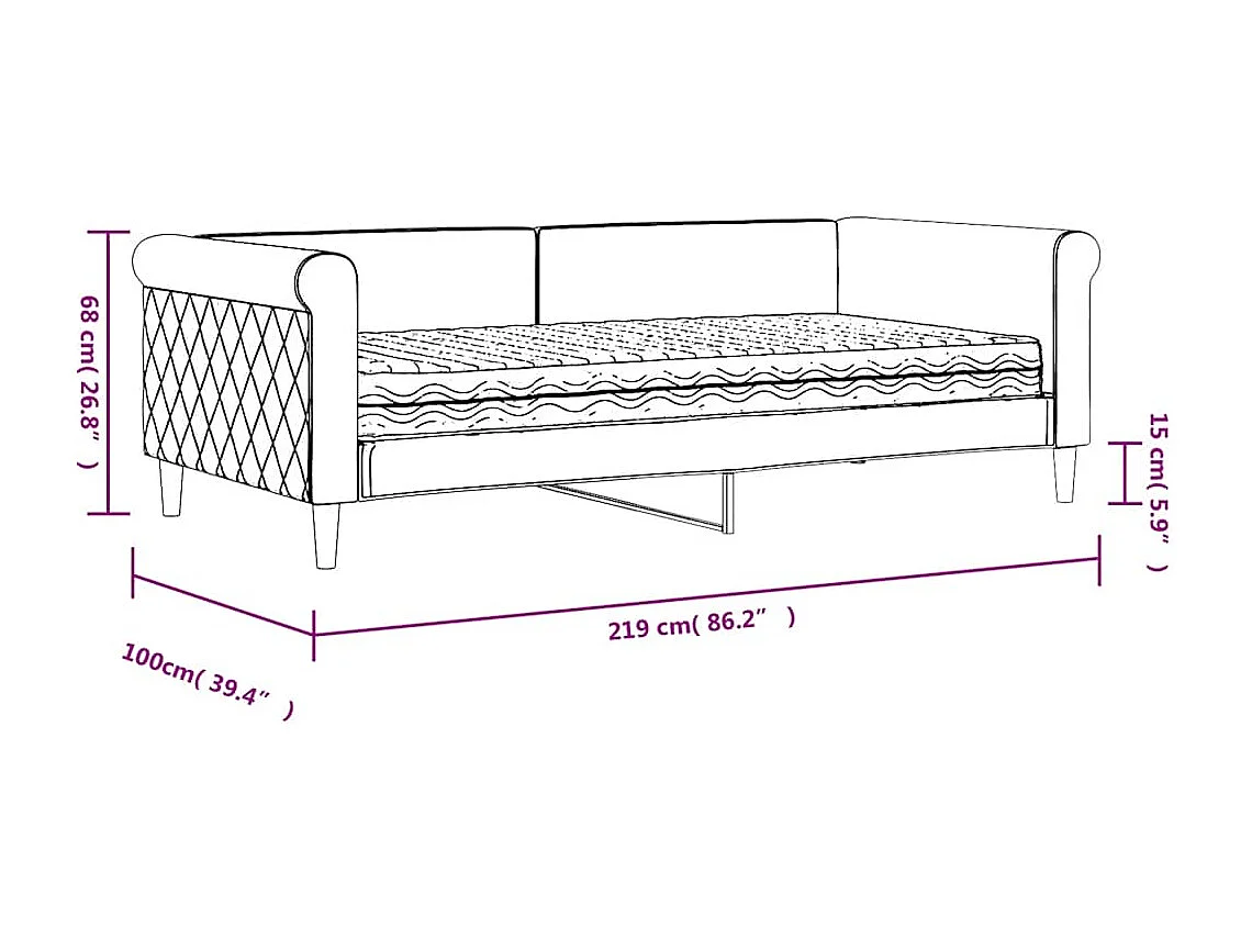 Tagesbett mit Matratze Dunkelgrau 90x190 cm Samt