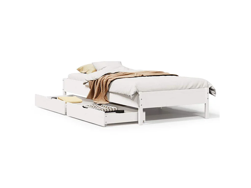 Cadre de lit sans matelas blanc 90x190 cm bois de pin massif