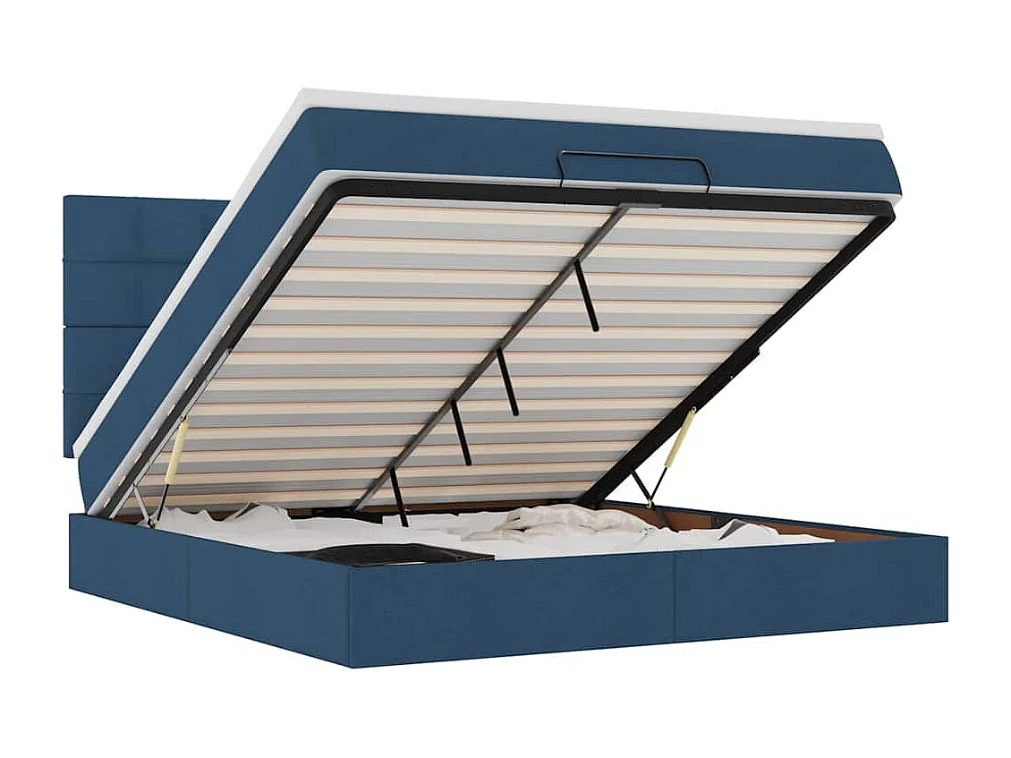 Ottoman-Bett mit Matratze Blau 160x200 cm Stoff