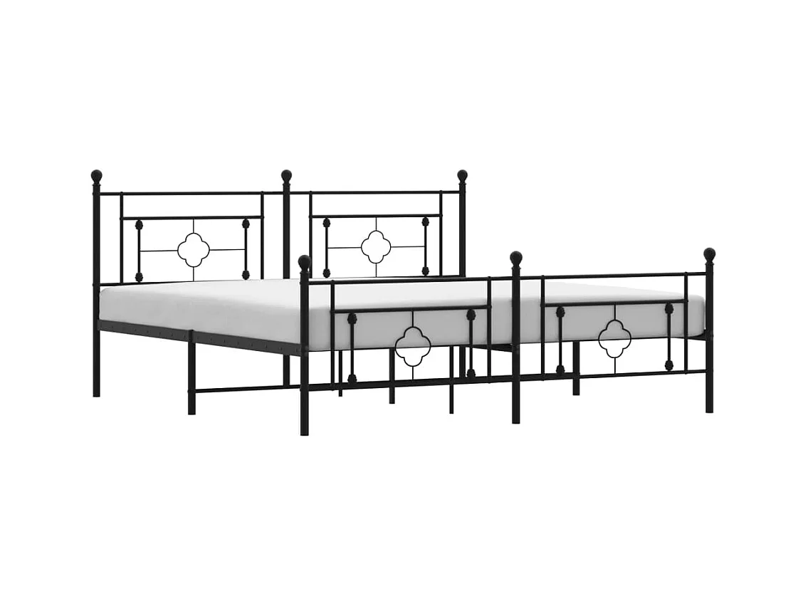Cadre de lit métal sans matelas avec pied de lit noir 180x200cm