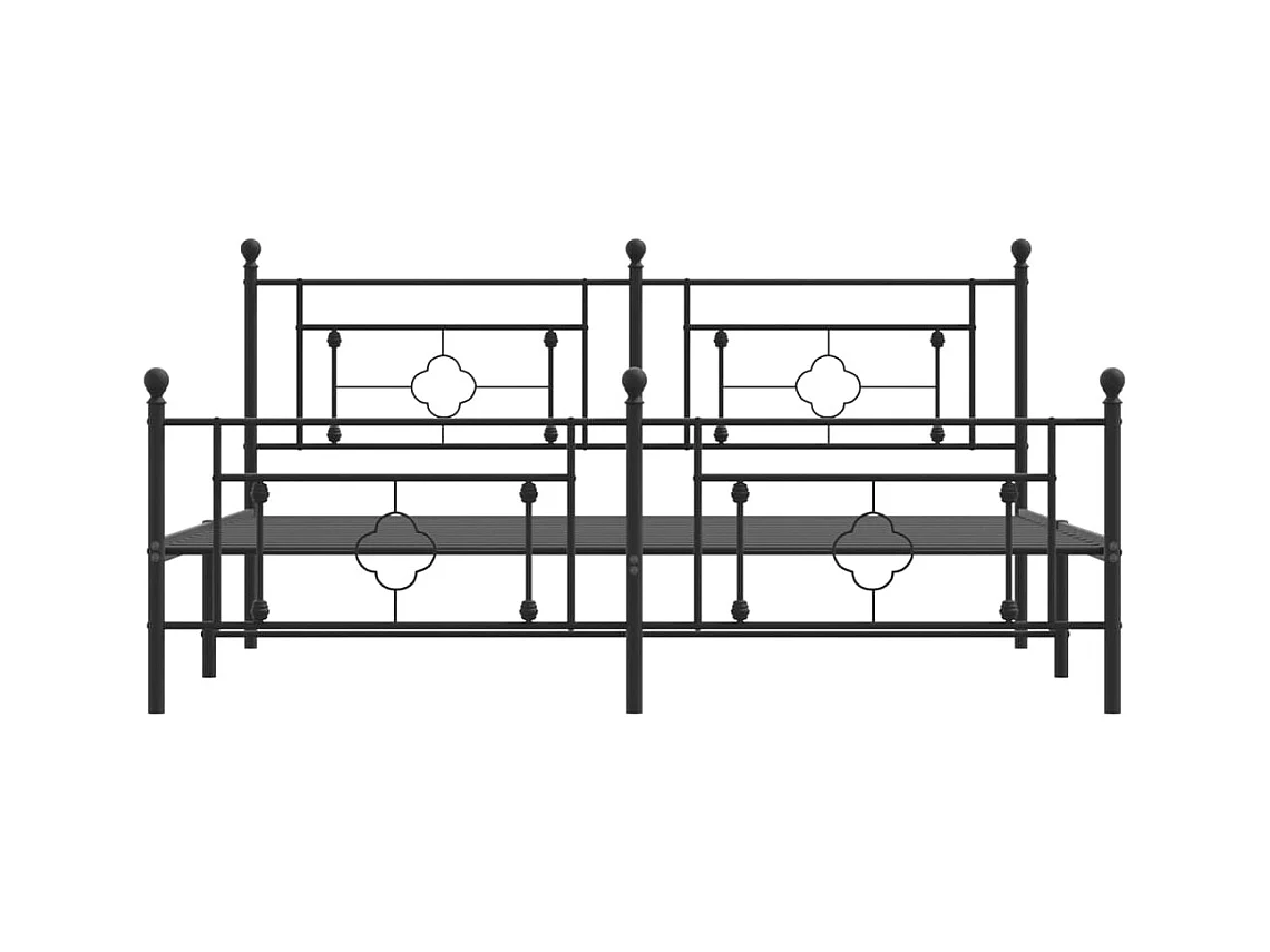 Cadre de lit métal sans matelas avec pied de lit noir 180x200cm