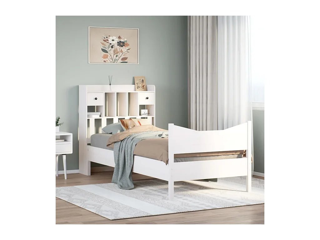 Cadre de lit sans matelas blanc 90x190 cm bois de pin massif