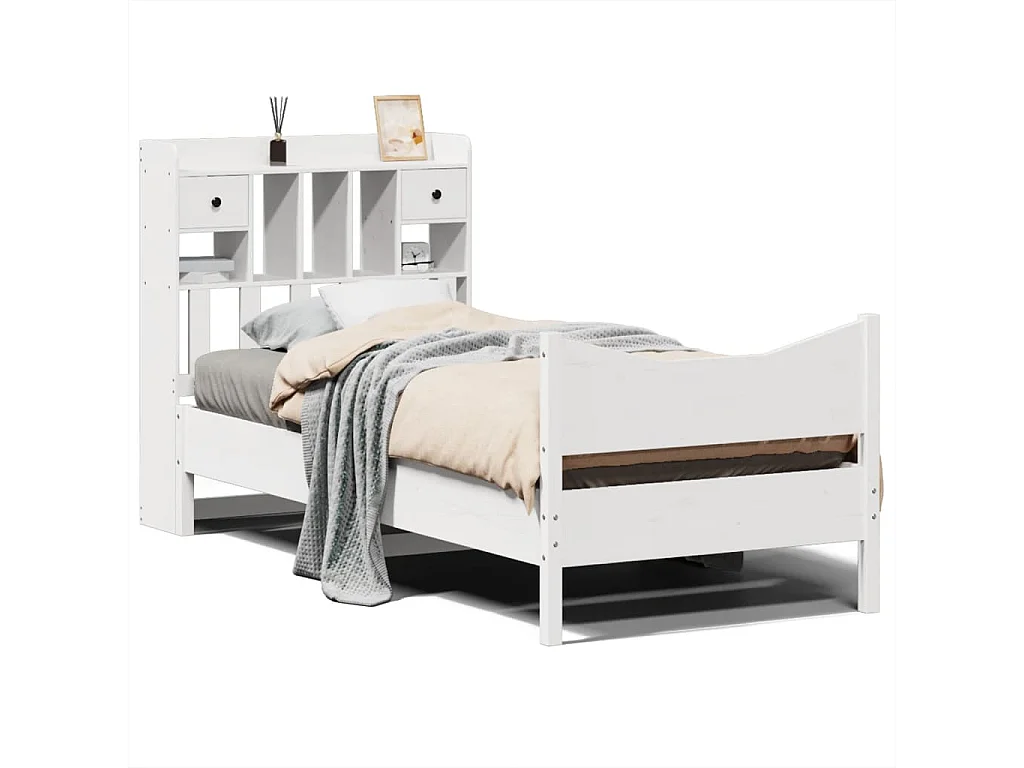 Cadre de lit sans matelas blanc 90x190 cm bois de pin massif