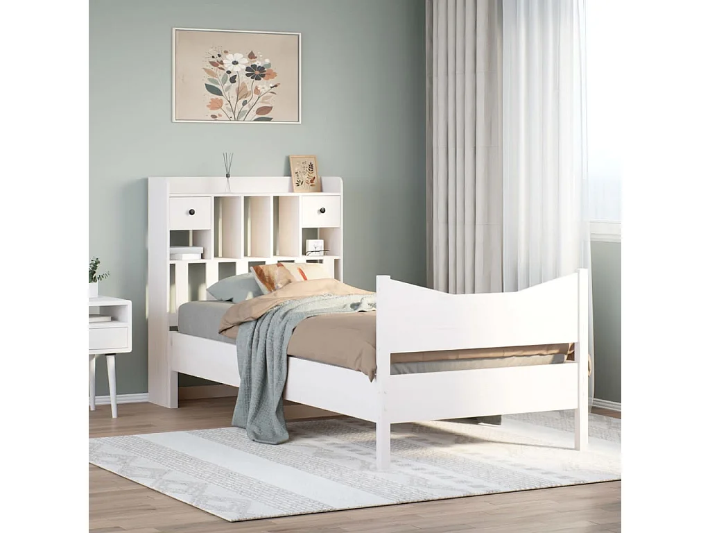 Cadre de lit sans matelas blanc 90x190 cm bois de pin massif