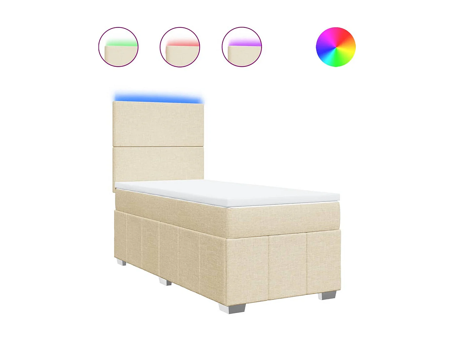 Cama com molas/colchão 90x190 cm tecido cor creme