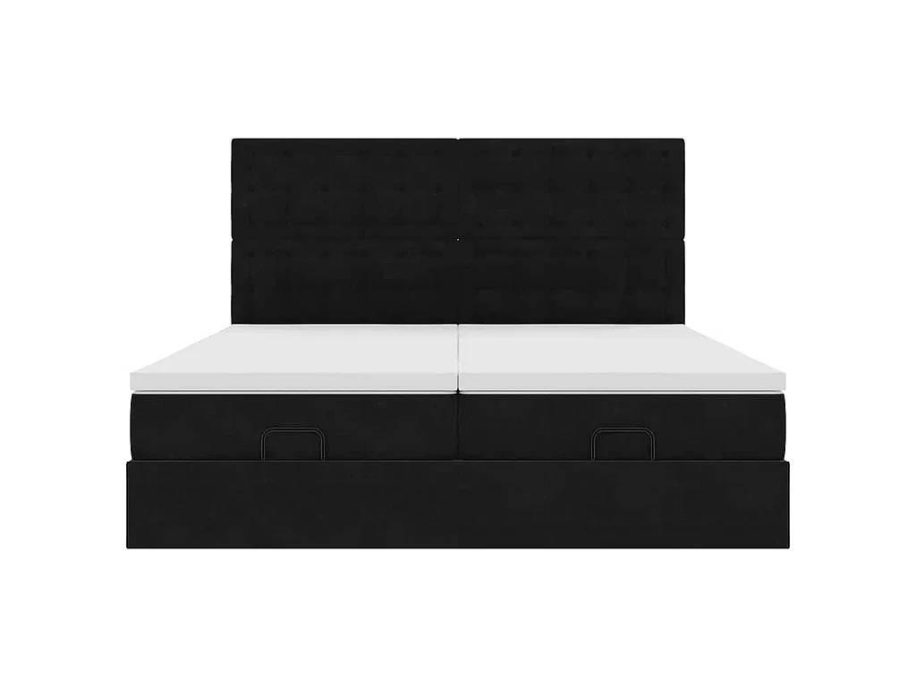 Ottoman-Bett mit Matratzen Schwarz 160x200 cm Samt