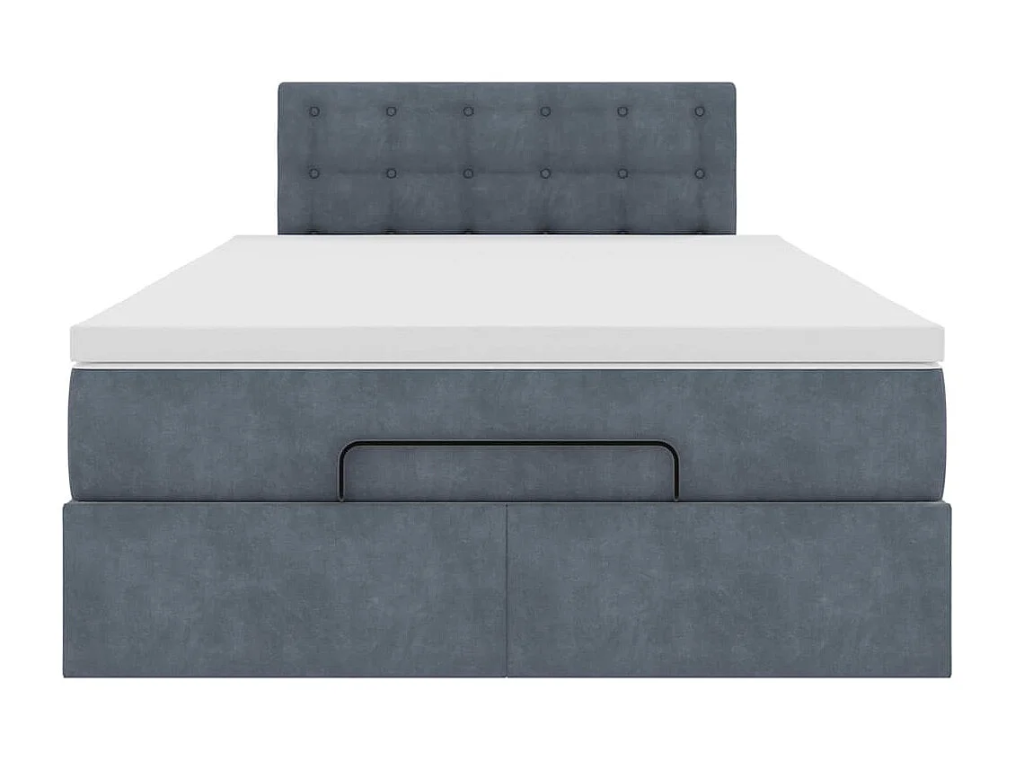 Cama otomana con colchón y LED terciopelo gris oscuro 120x190cm