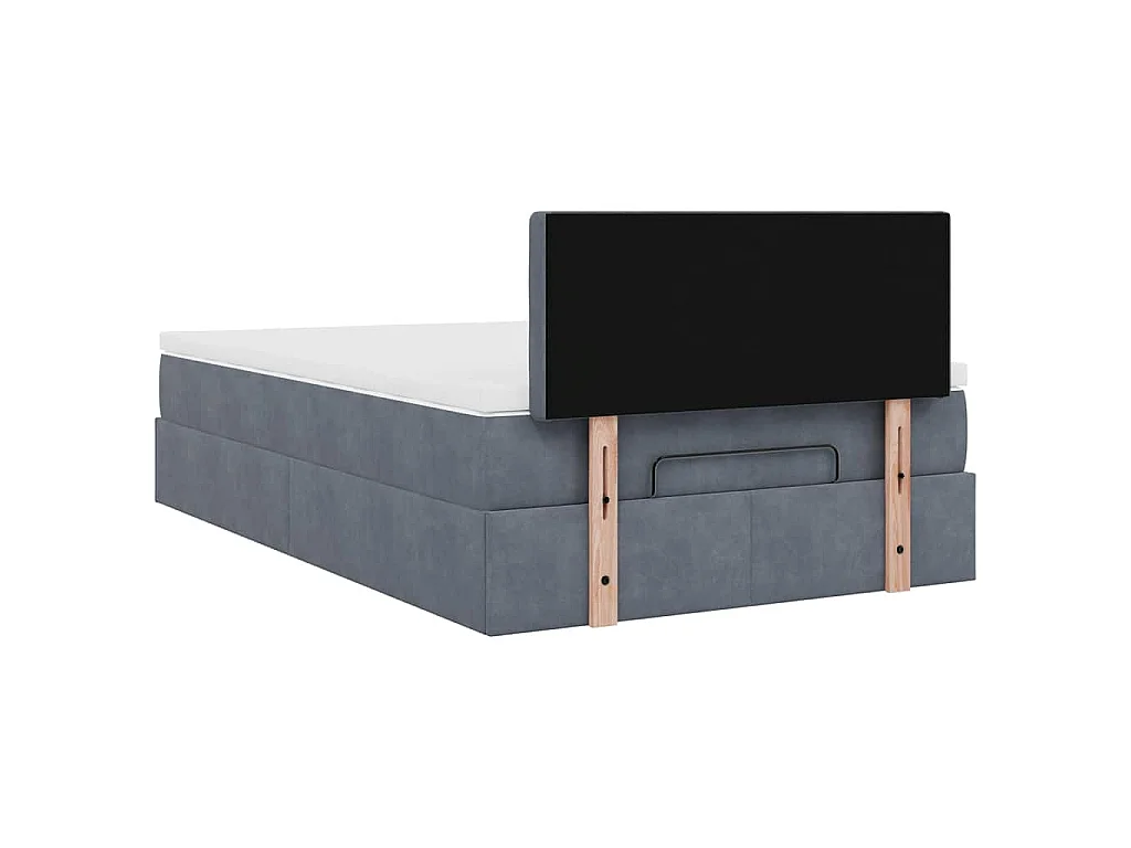 Lit ottoman avec matelas et LED gris foncé 90x200cm