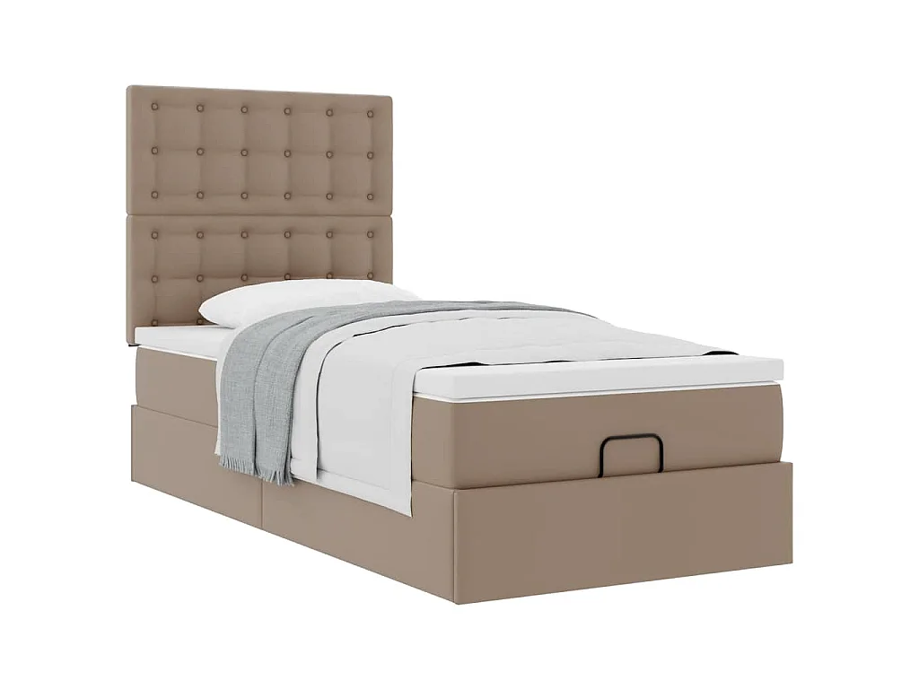 ottomaanse bed met matras 100x200cm kunstleer cappuccinokleurig