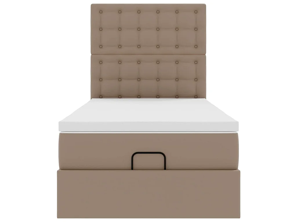 ottomaanse bed met matras 100x200cm kunstleer cappuccinokleurig