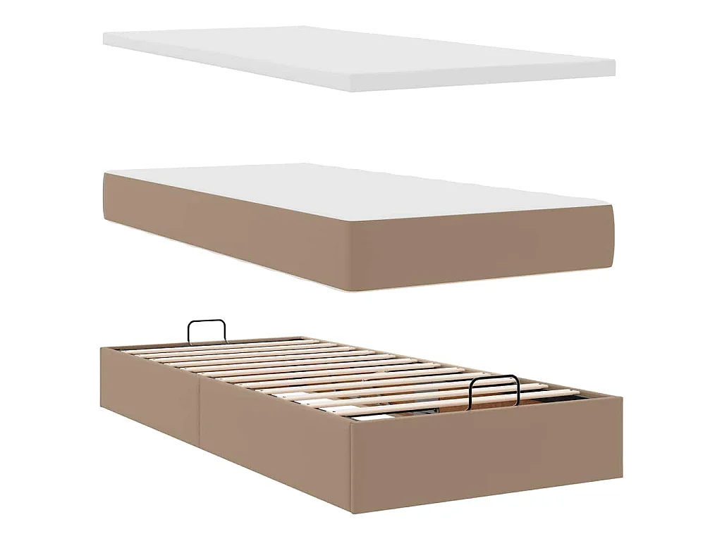 ottomaanse bed met matras 100x200cm kunstleer cappuccinokleurig