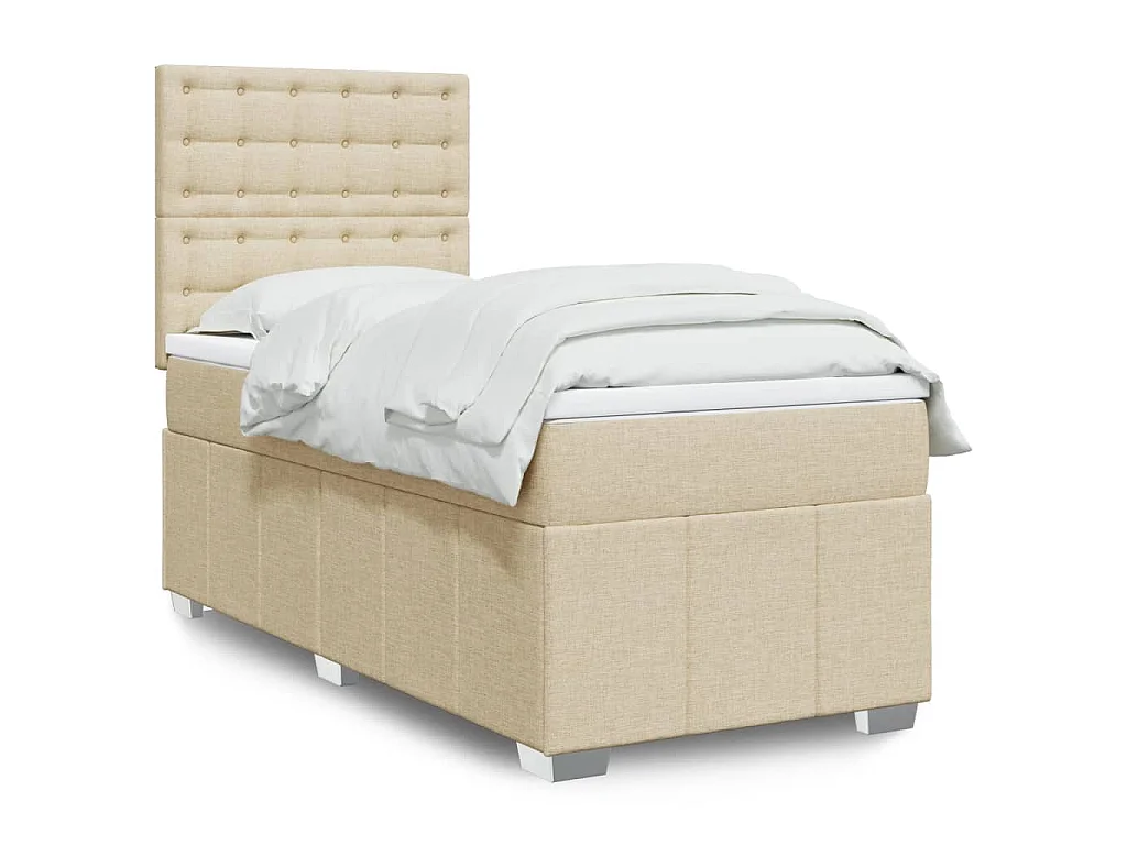 Giroletto a Molle con Materasso Crema 90x200 cm inTessuto