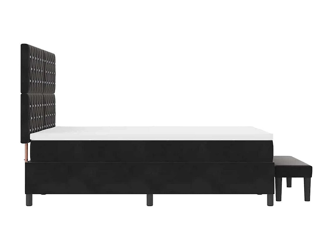 Lit à ressorts avec matelas Noir 140 x 200 cm Velours