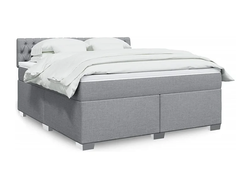 Boxspringbett mit Matratze Hellgrau 180x200 cm Stoff