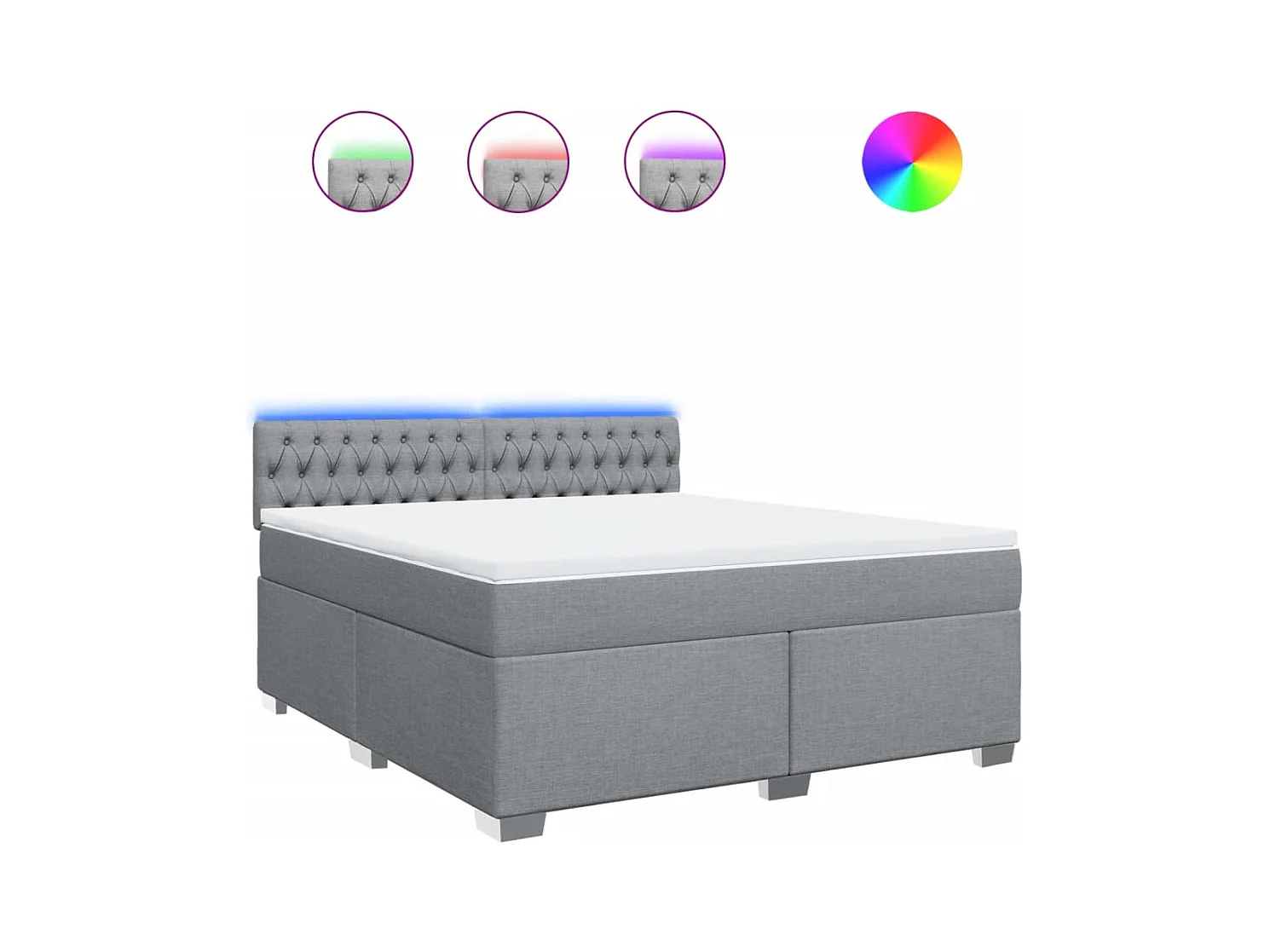 Sommier à lattes de lit avec matelas Gris clair 180x200cm Tissu