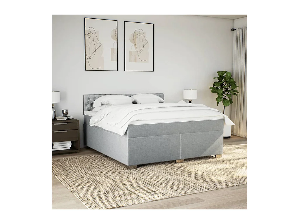Sommier à lattes de lit avec matelas Gris clair 180x200cm Tissu