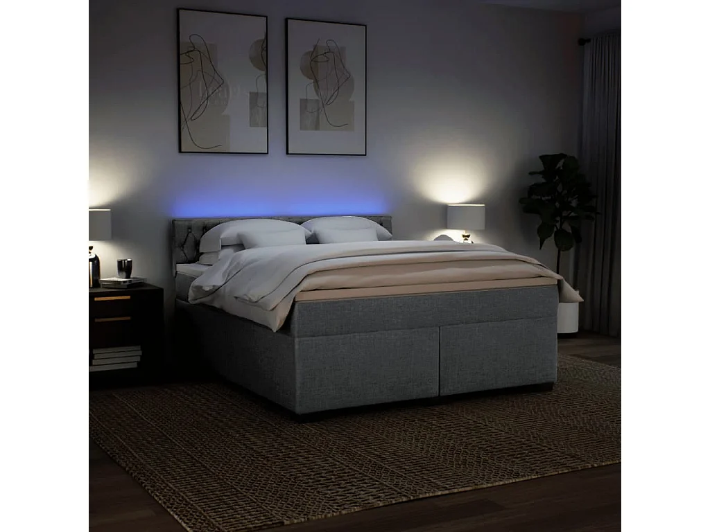 Sommier à lattes de lit avec matelas Gris clair 180x200cm Tissu