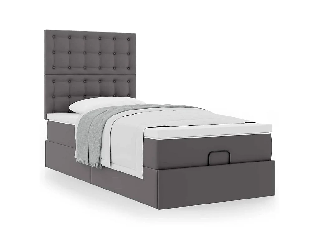 Ottomaanse bed met matras 90x200cm kunstleer grijs