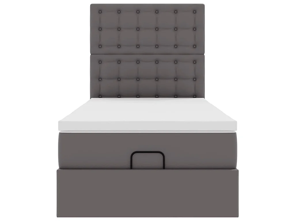 Ottomaanse bed met matras 90x200cm kunstleer grijs