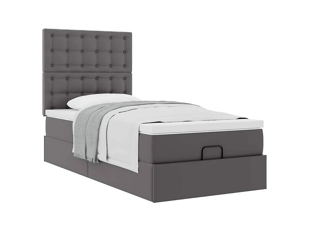 Ottomaanse bed met matras 90x200cm kunstleer grijs