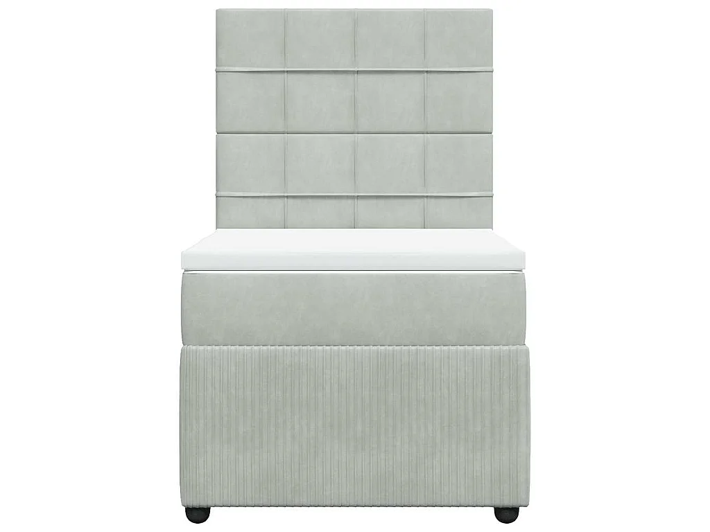 Cama box spring con colchón terciopelo gris claro 90x190 cm