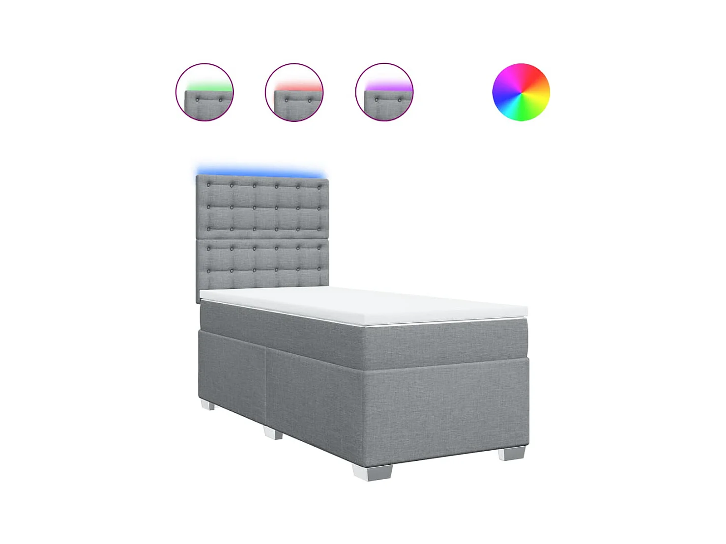 Sommier à lattes de lit avec matelas Gris clair 90x200 cm Tissu