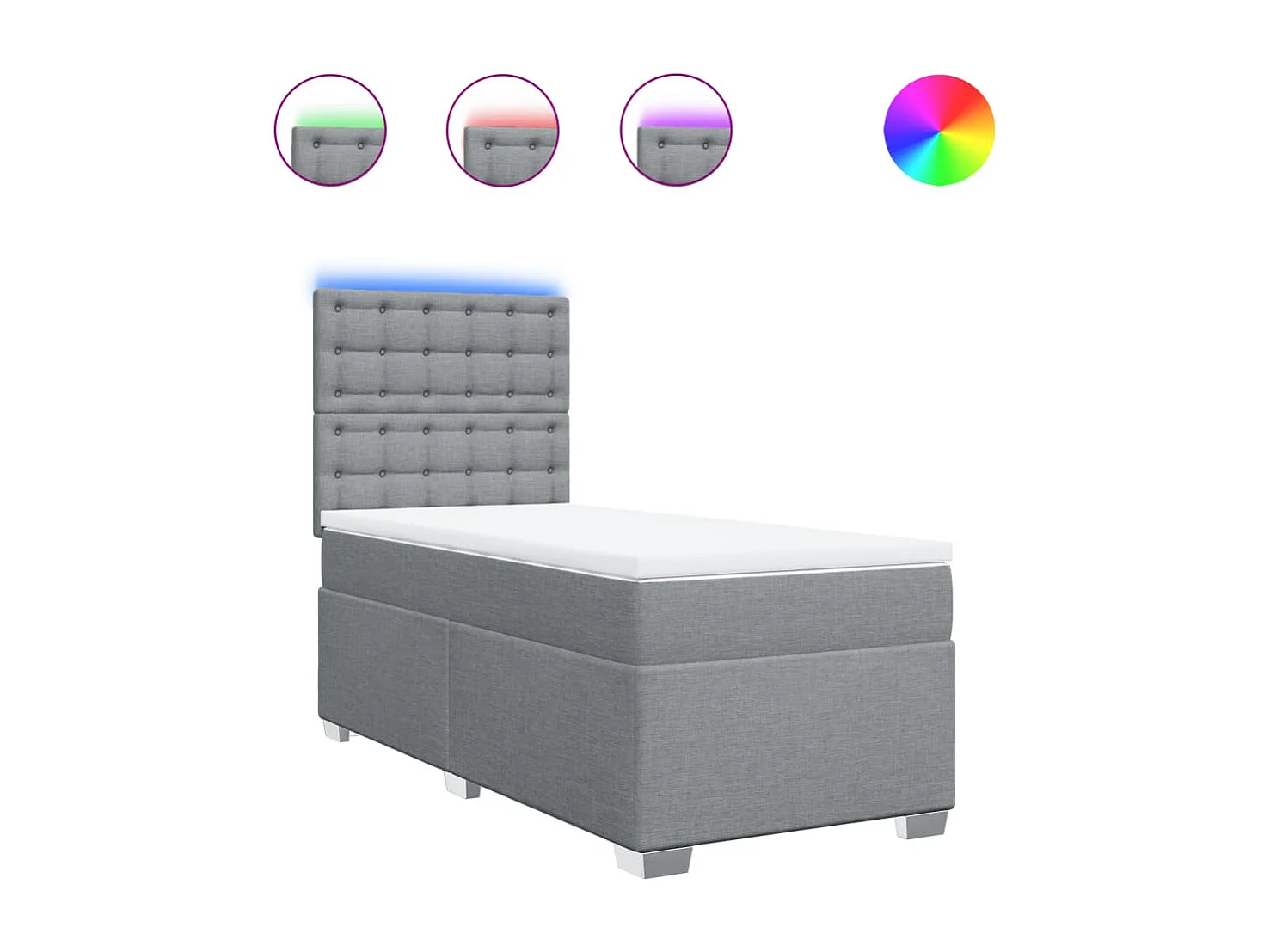Sommier à lattes de lit avec matelas Gris clair 90x200 cm Tissu