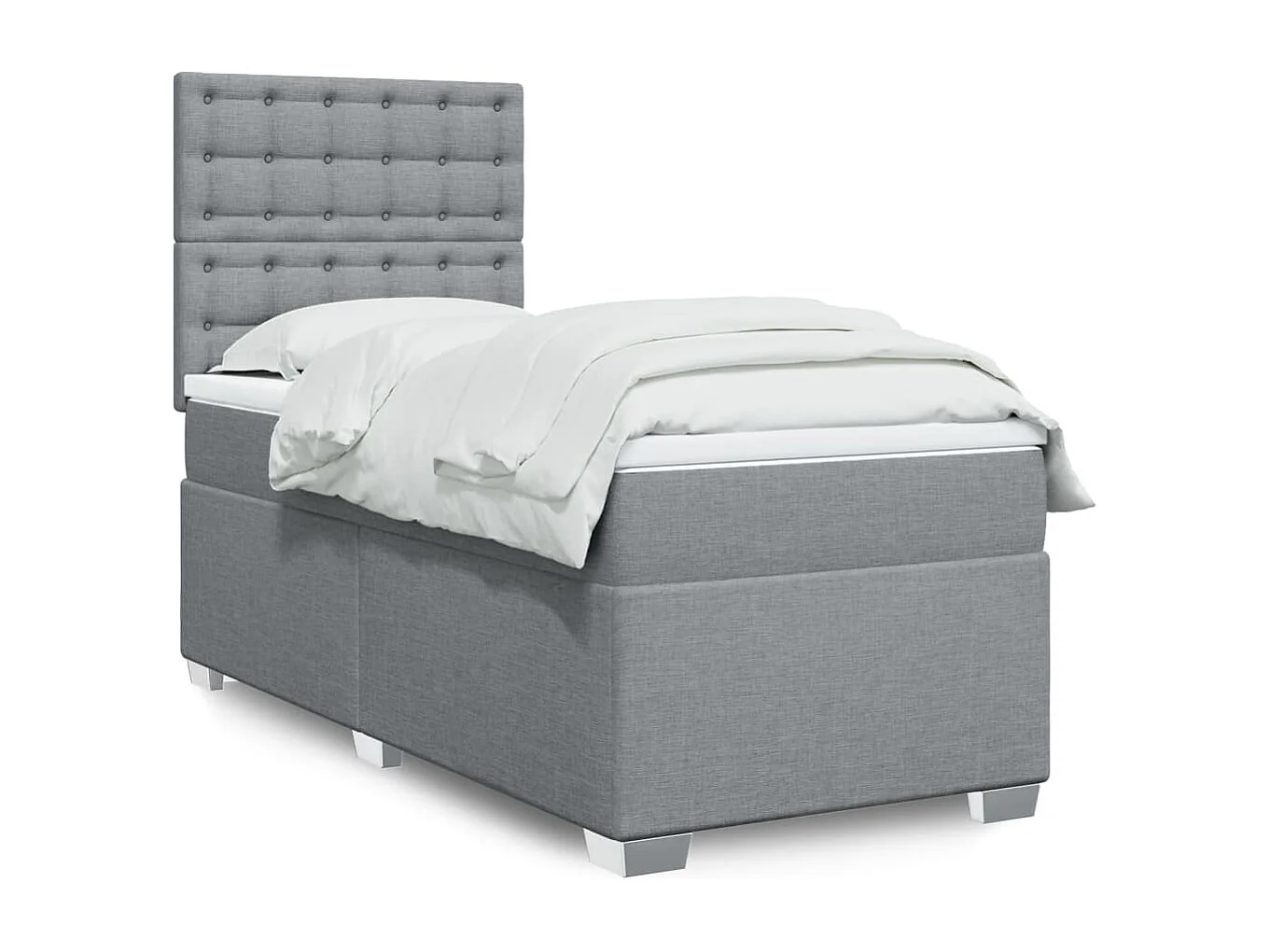 Sommier à lattes de lit avec matelas Gris clair 90x200 cm Tissu