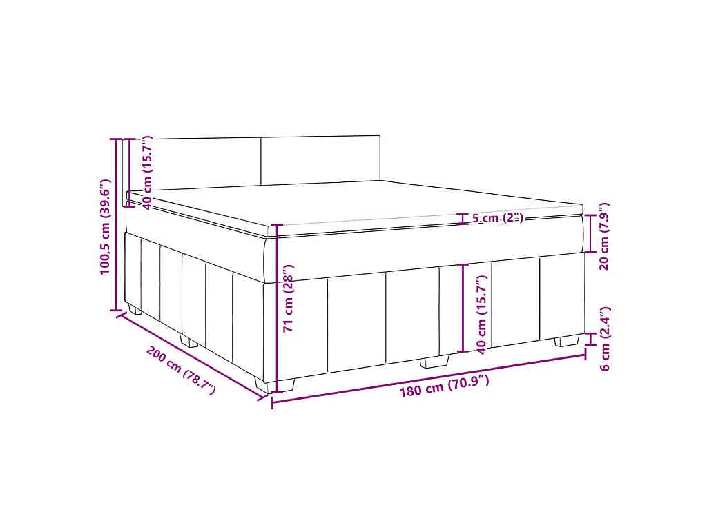 Boxspringbett mit Matratze Taupe 180x200 cm Stoff