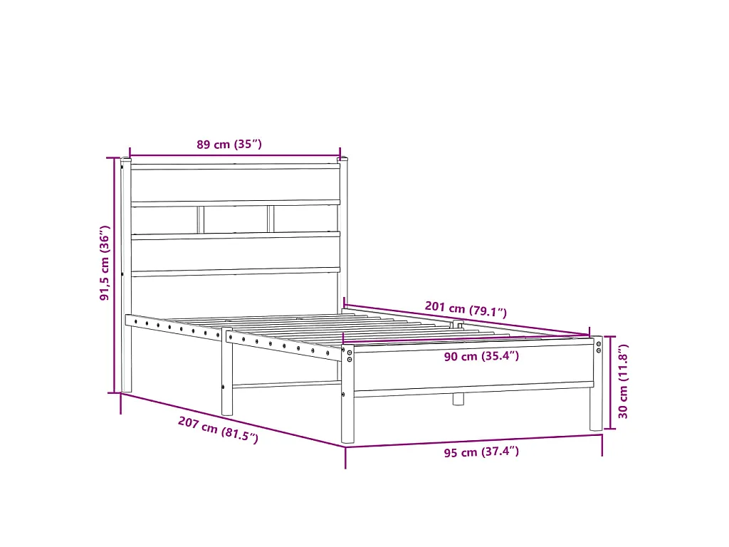 Cadre de lit sans matelas chêne sonoma 90x200 cm
