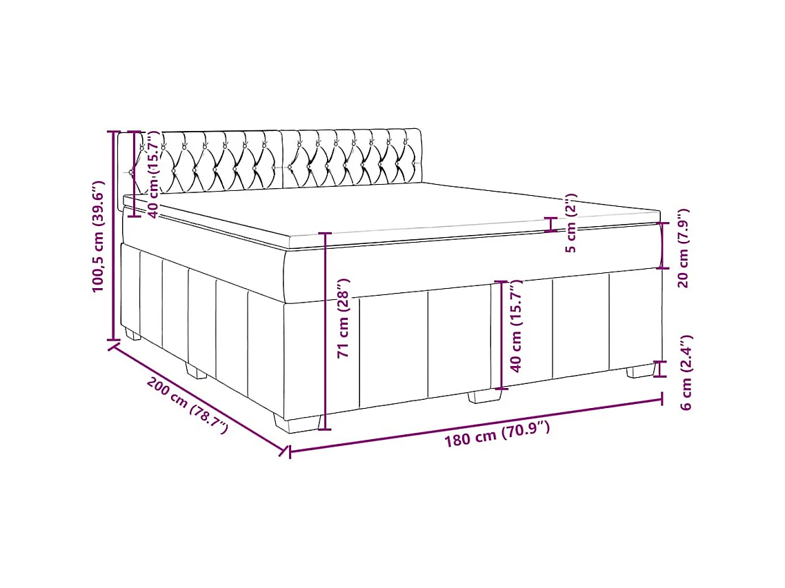 Sommier à lattes de lit avec matelas Taupe 180x200 cm Tissu